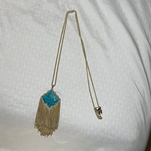 Kendra Scott gold and bronzed vein turquoise Kingston Long Necklace